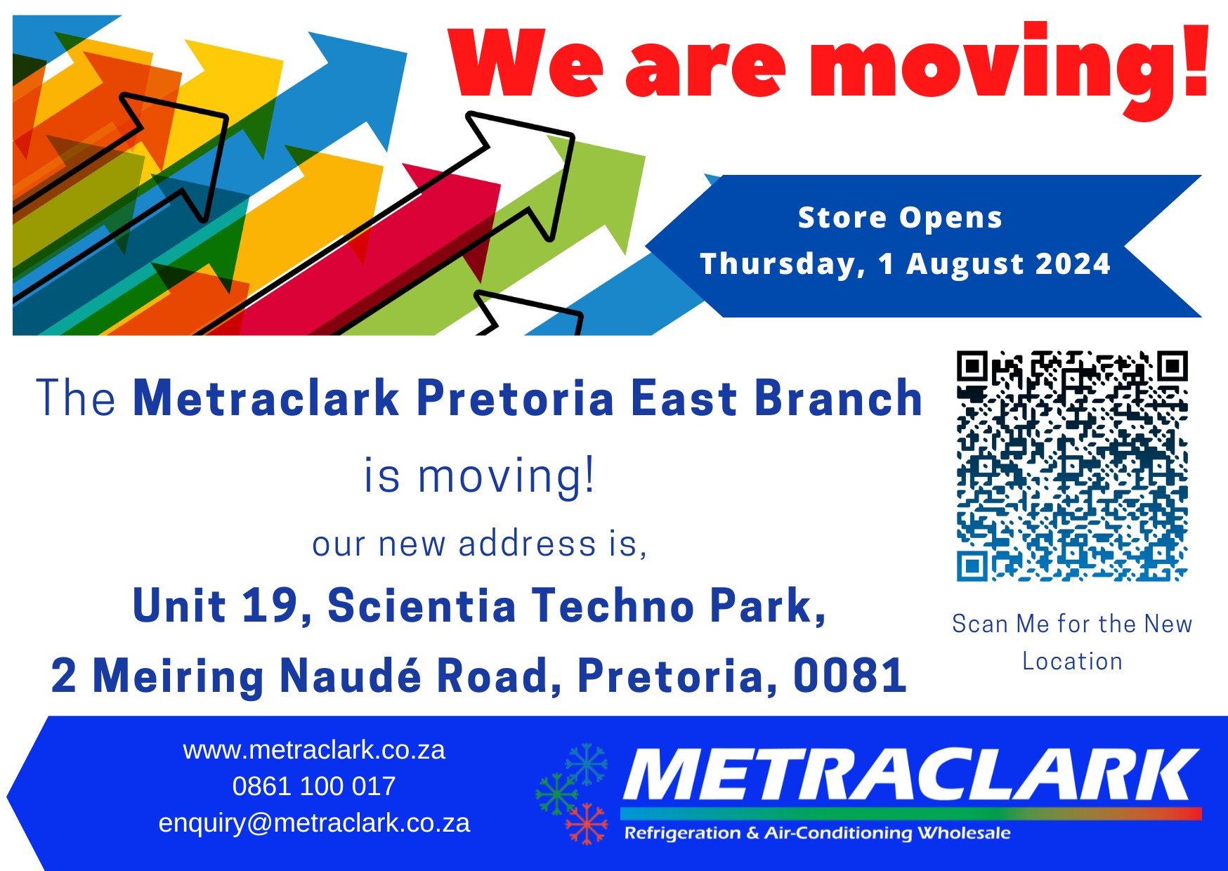 The Metraclark Pretoria East Branch is moving !