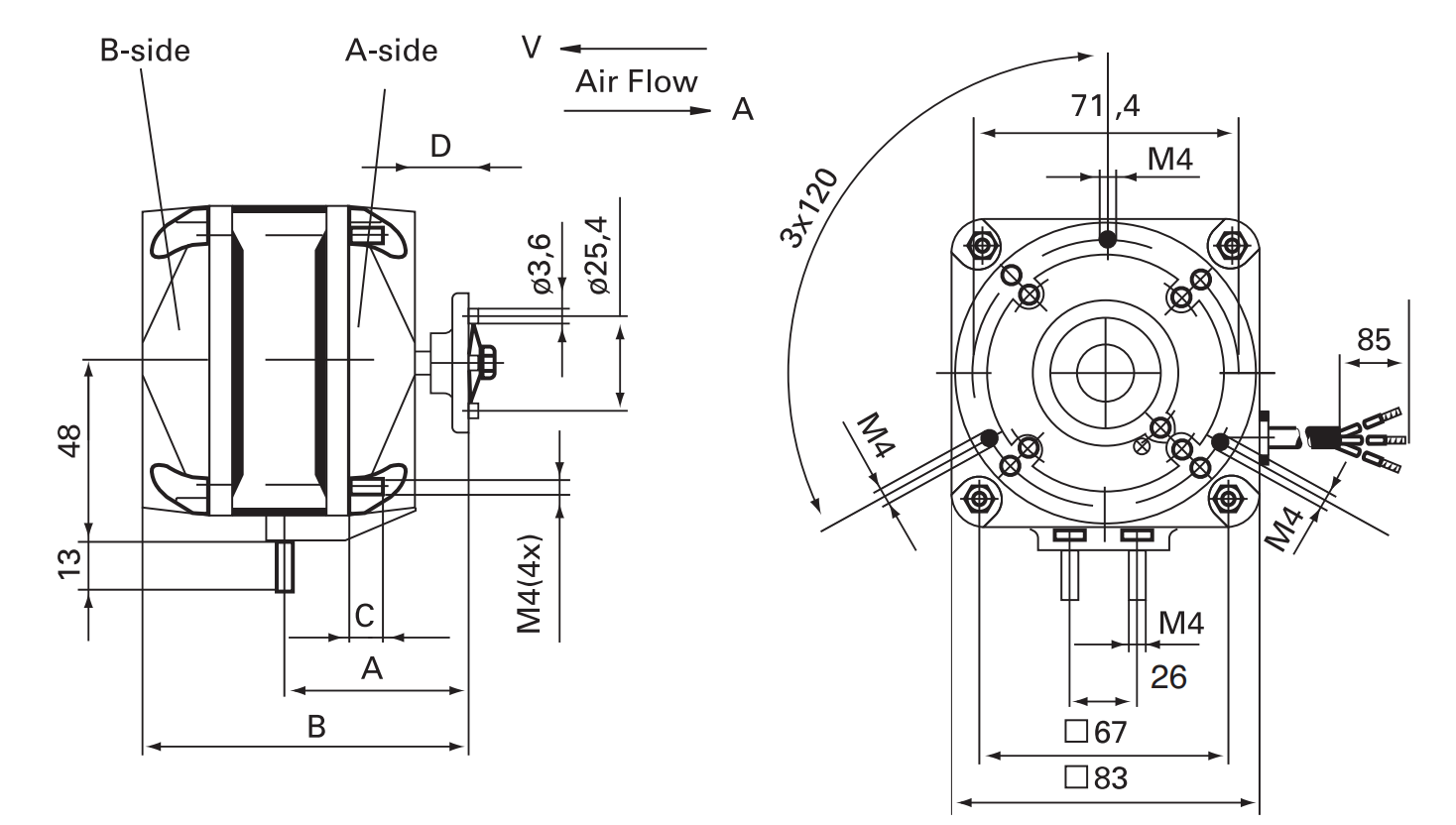 16W Shaded Pole Motor EBM M4Q045-CF01-25